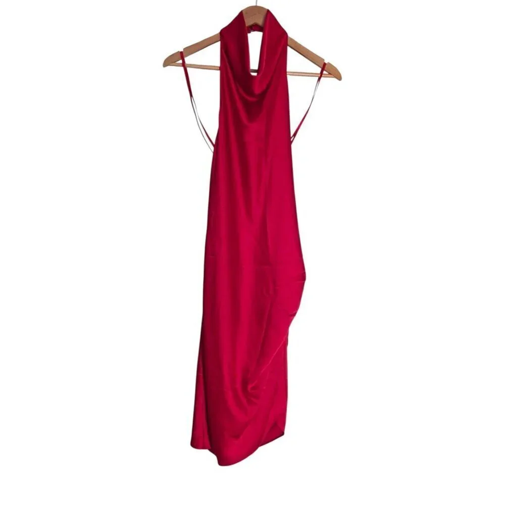 NWT Women's - Gianni Bini Peyton Red Satin Halter Dress, Size 12 - Picture 3 of 10
